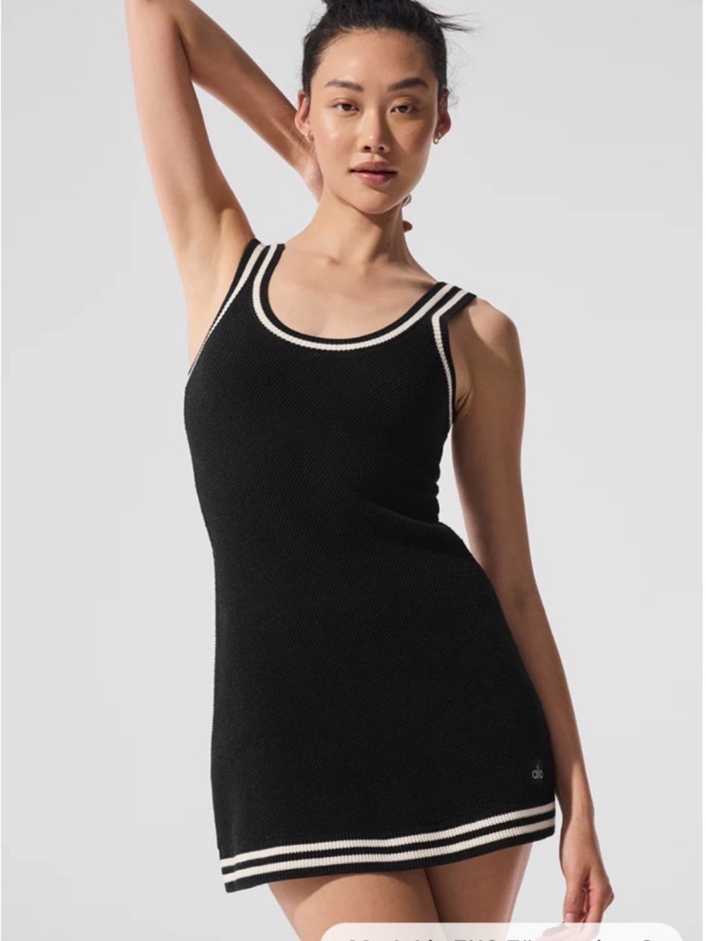 ALO Yoga Black Mini Tank Dress with White Trim